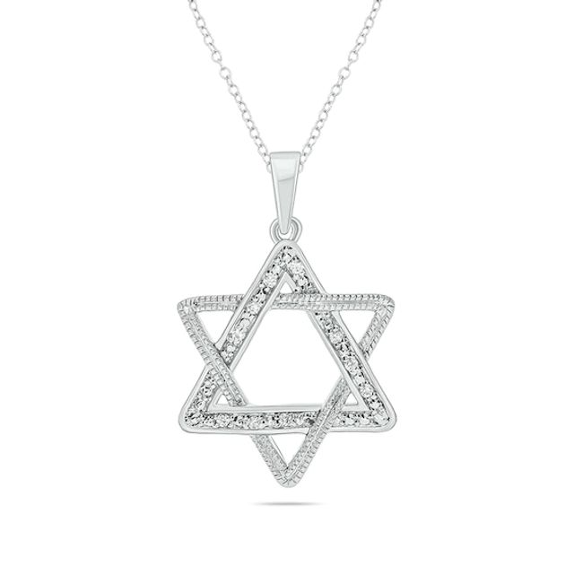 Diamond Accent Star of David Vintage-Style Pendant in Sterling Silver