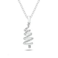 Diamond Accent Christmas Tree Pendant in Sterling Silver