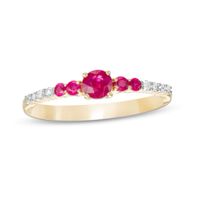 Ruby and 1/15 CT. T.w. Diamond Graduated Five Stone Ring in 10K Gold