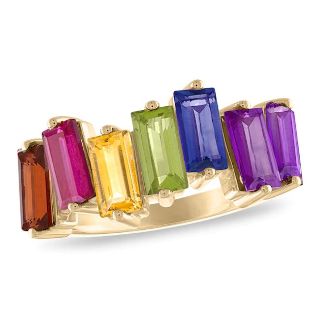 Tailor + Youâ¢ Baguette Rainbow Gemstone Zig-Zag Ring