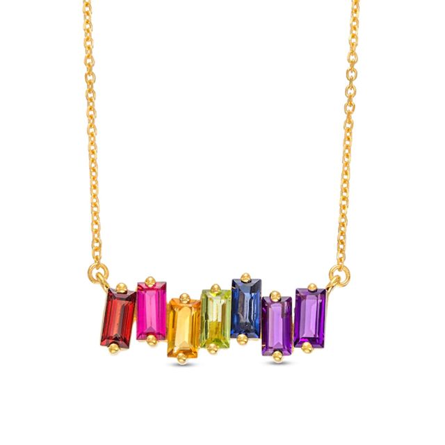 Tailor + Youâ¢ Baguette Rainbow Gemstone Scatter Necklace