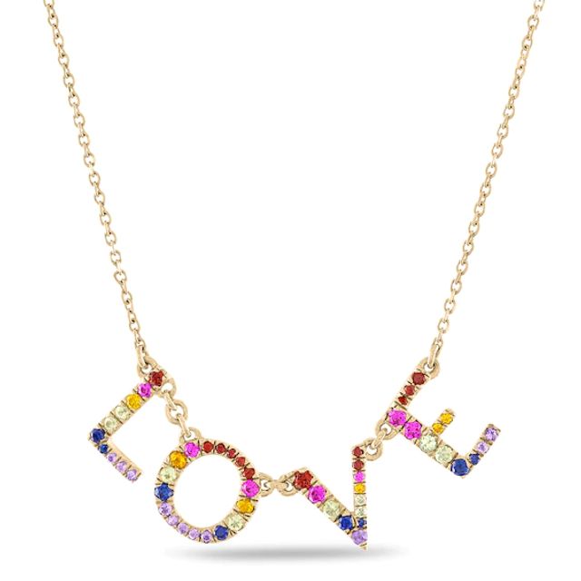 Tailor + Youâ¢ Rainbow Gemstone Name Necklace (1 Line)