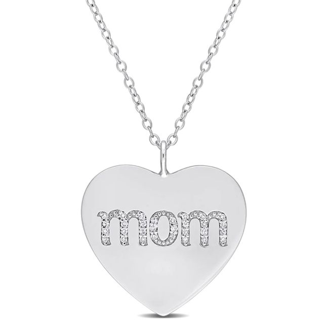 1/10 CT. T.w. Diamond Mom Heart Pendant in Sterling Silver