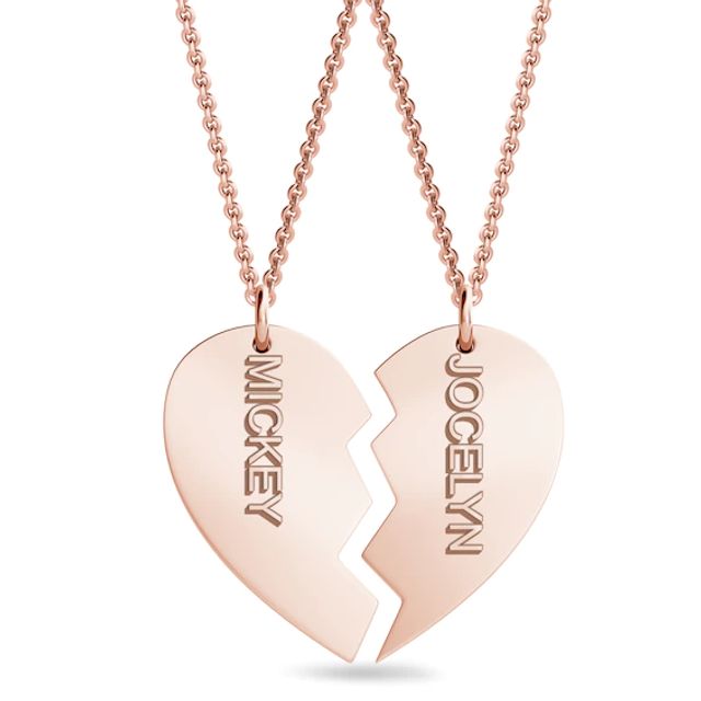 Tailor + Youâ¢ Engravable Breakable Heart Two Piece Pendant (2 Lines)