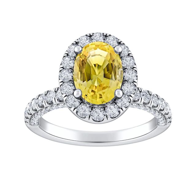 Vera Wang Love Collection Oval Yellow Sapphire Frame Engagement Ring