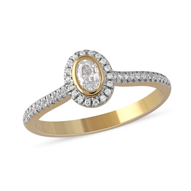 1/3 CT. T.w. Oval Diamond Frame Engagement Ring in 10K Gold (I/I1)