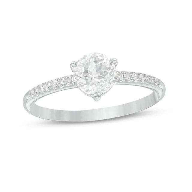 6.0mm White Topaz and 1/10 CT. T.w. Diamond Ring in 10K White Gold