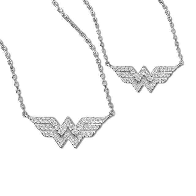 Wonder Womanâ¢ Collection Mother/Daughter Diamond Symbol Necklaces in Sterling Silver