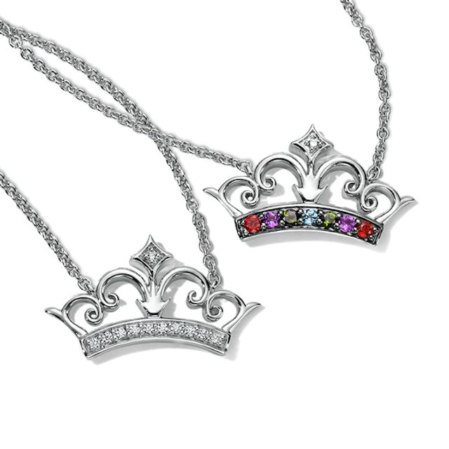 Enchanted Disney Ultimate Princess Celebration Mother/Daughter Tiara Necklaces in Sterling Silver