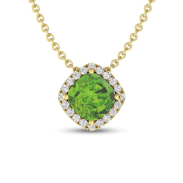 Cushion-Cut Peridot and White Topaz Tilted Frame Pendant in 10K Gold