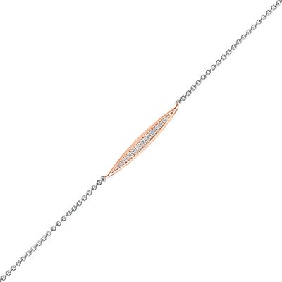 1/10 CT. T.w. Diamond Elongated Oval Anklet in Sterling Silver with 14K Rose Gold Plate â 10"