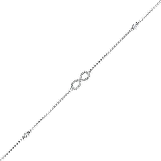 1/10 CT. T.w. Diamond Infinity Anklet in Sterling Silver â 10"