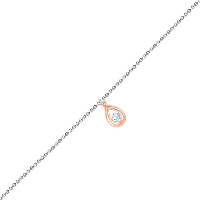 1/20 CT. Diamond Solitaire Teardrop Anklet in Sterling Silver and 10K Rose Gold â 10"