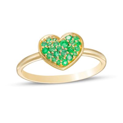 Emerald Cluster Heart Ring in 10K Gold