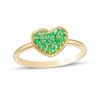 Emerald Cluster Heart Ring in 10K Gold