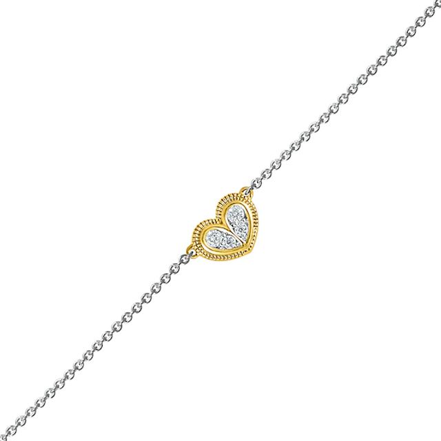 1/15 CT. T.w. Diamond Heart Anklet in Sterling Silver and 10K Gold â 10"