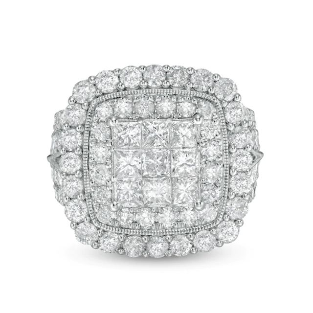 4 CT. T.w. Composite Cushion-Shaped Diamond Frame Vintage-Style Engagement Ring in 10K White Gold