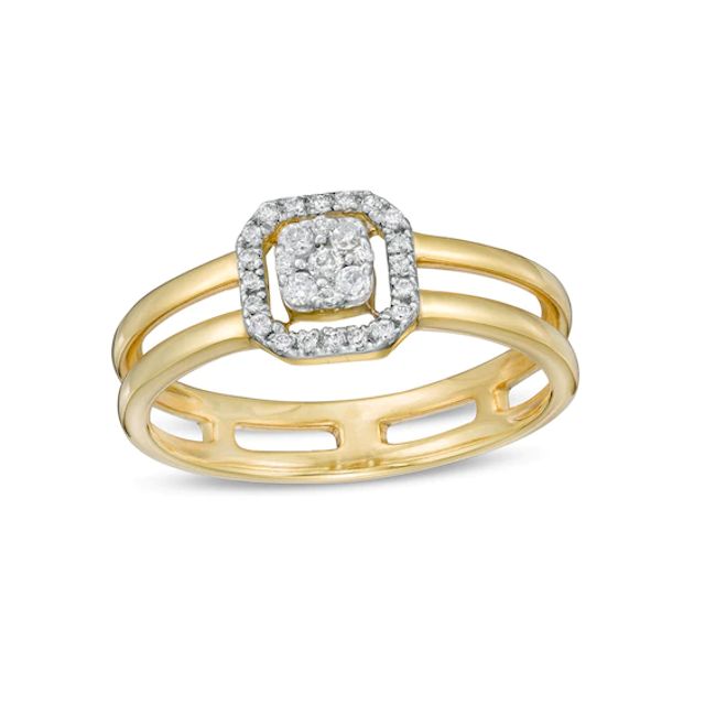 1/5 CT. T.w. Composite Diamond Octagonal Frame Outline Ring in 10K Gold