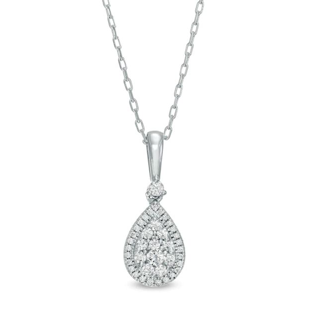 1/4 CT. T.w. Composite Pear-Shaped Diamond Frame Pendant in 10K White Gold