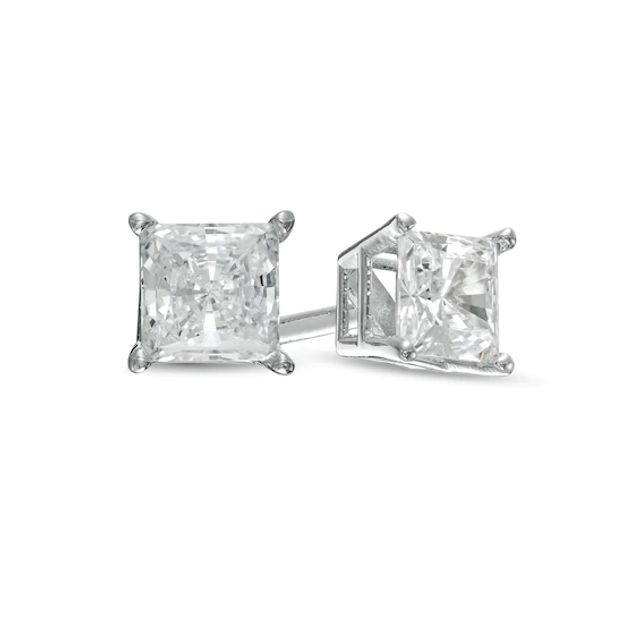 1/2 CT. T.w. Certified Princess-Cut Lab-Created Diamond Solitaire Stud Earrings in 14K White Gold (F/Si2)