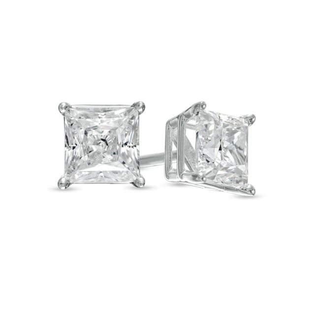 1 CT. T.w. Certified Princess-Cut Lab-Created Diamond Solitaire Stud Earrings in 14K White Gold (F/Si2)