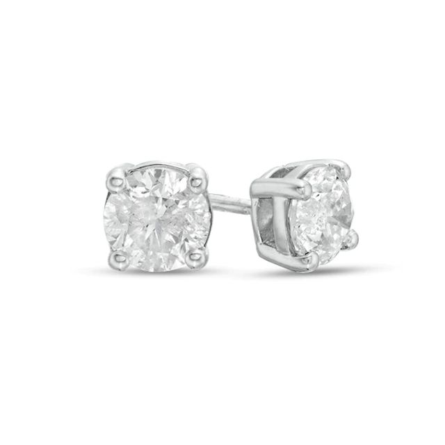 7/8 CT. T.w. Diamond Solitaire Stud Earrings in 14K White Gold (J/I3)