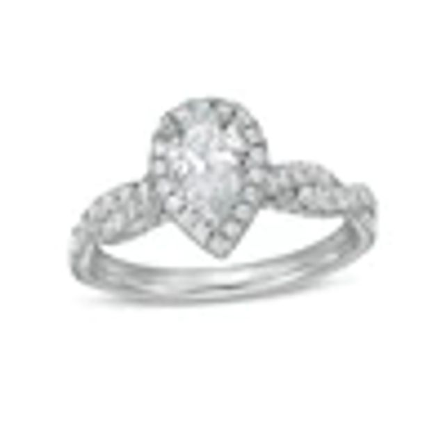 Zales Private Collection 1-1/3 CT. T.w. Certified Pear-Shaped Diamond Frame Engagement Ring in 14K White Gold (F/I1)