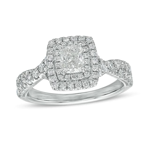 1-1/4 CT. T.w. GIA-Graded Radiant-Cut Diamond Frame Vintage-Style Engagement Ring in 14K White Gold (I/Si2)