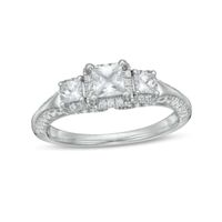1-1/8 CT. T.w. Princess-Cut Diamond Past Present FutureÂ® Frame Engagement Ring in 14K White Gold