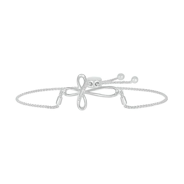 Diamond Accent Loop Cross Bolo Bracelet in Sterling Silver â 9.5"