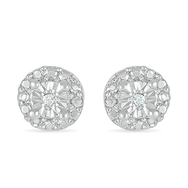 Diamond Accent Frame Stud Earrings in Sterling Silver