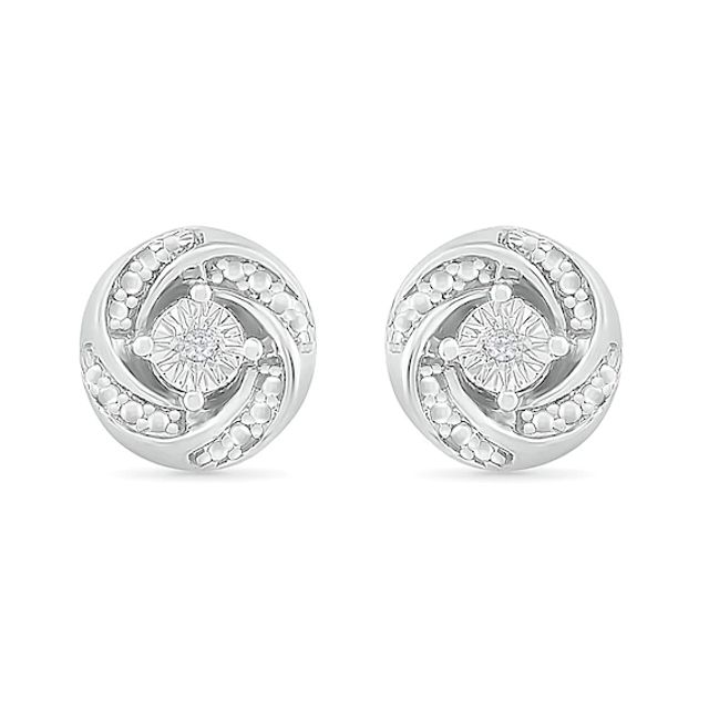 Diamond Accent Spiral Stud Earrings in Sterling Silver