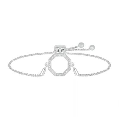 Diamond Accent Octagon Bolo Bracelet in Sterling Silver â 9.5"