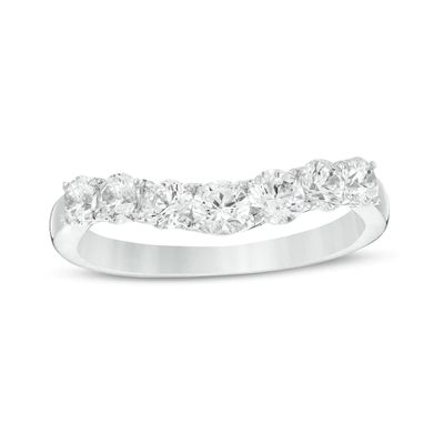 1 CT. T.w. Diamond Contour Seven Stone Anniversary Band in 14K White Gold