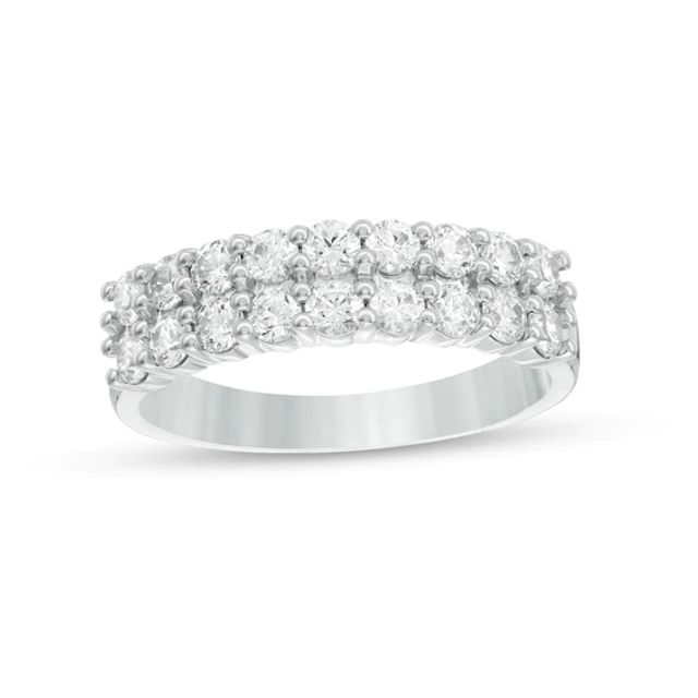 1 CT. T.w. Diamond Double Row Anniversary Band in 10K White Gold
