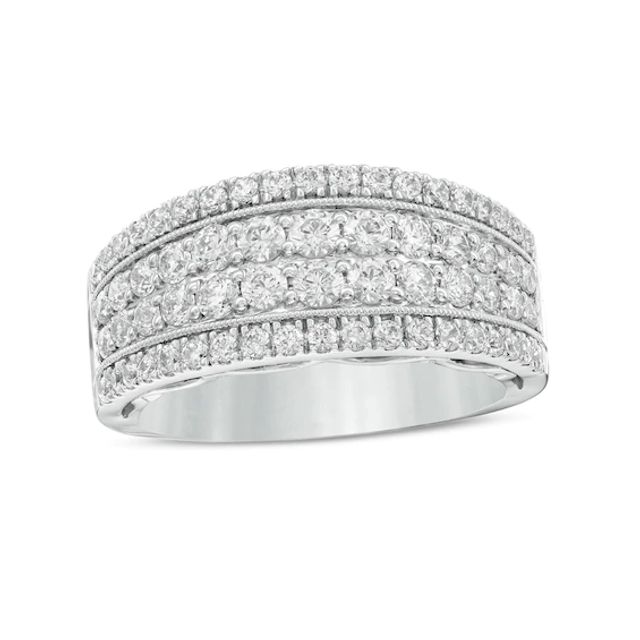 1-3/8 CT. T.w. Diamond Multi-Row Vintage-Style Anniversary Band in 14K White Gold