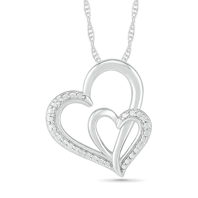 Diamond Accent Interlocking Hearts Pendant in Sterling Silver