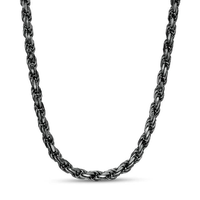 Vera Wang Men 5.0mm Diamond-Cut Rope Chain Necklace in Solid Sterling Silver with Black Rhodium - 24"