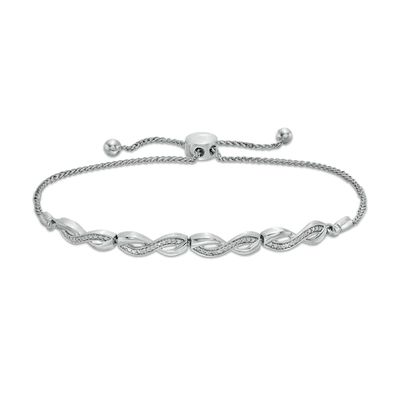 Diamond Accent Infinity Bolo Bracelet in Sterling Silver â 9.5"