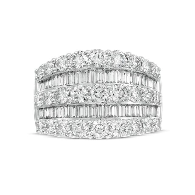 3 CT. T.w. Baguette and Round Diamond Anniversary Band in 14K White Gold