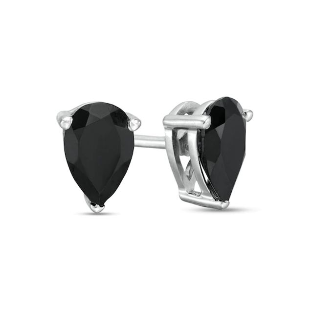 1 CT. T.w. Pear-Shaped Black Enhanced Diamond Solitaire Stud Earrings in 10K White Gold