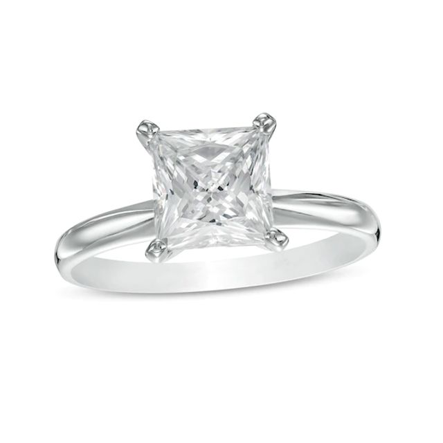 2 CT. Certified Princess-Cut Lab-Created Diamond Solitaire Engagement Ring in 14K White Gold (F/Vs2)