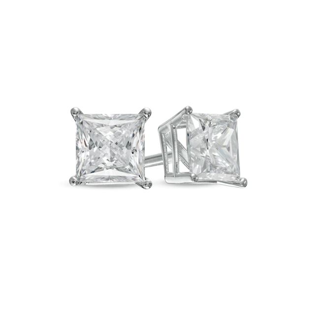 2 CT. T.w. Certified Princess-Cut Lab-Grown Diamond Solitaire Stud Earrings in 14K White Gold (F/Si2)