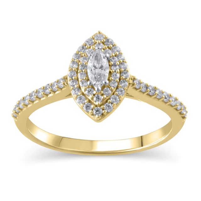 1/2 CT. T.w. Marquise Diamond Double Frame Engagement Ring in 10K Gold