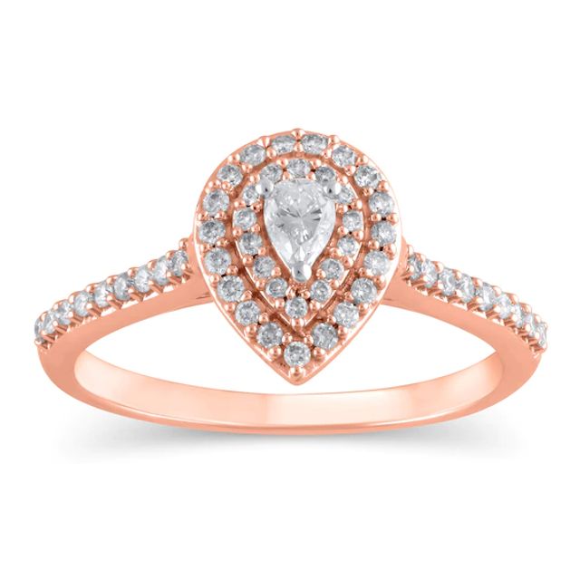 1/2 CT. T.w. Pear-Shaped Diamond Double Frame Engagement Ring in 10K Rose Gold
