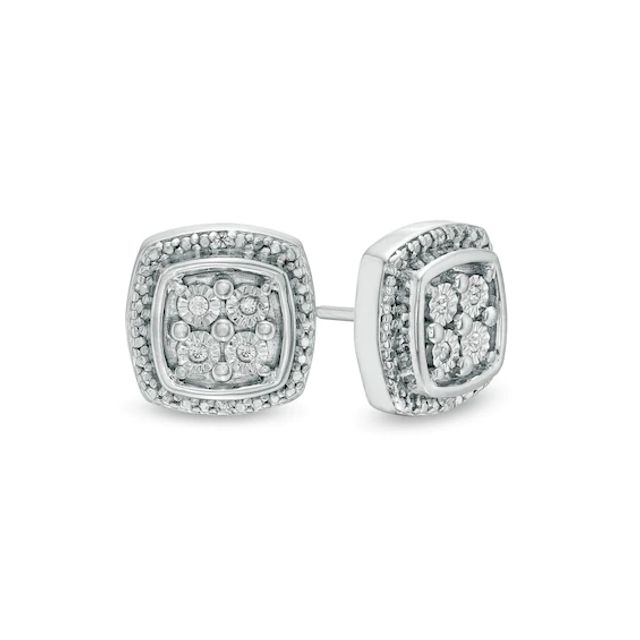 1/20 CT. T.w. Quad Diamond Frame Stud Earrings in Sterling Silver