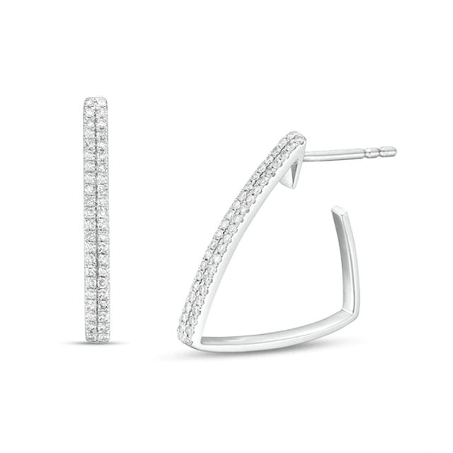 1/5 CT. T.w. Diamond Triangle Hoop Earrings in 10K White Gold