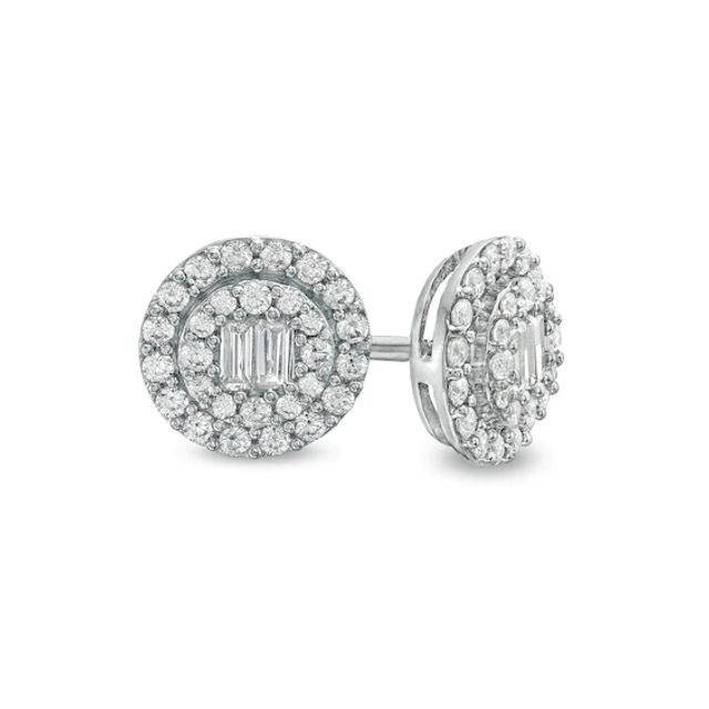 1/3 CT. T.w. Composite Diamond Frame Stud Earrings in 10K White Gold