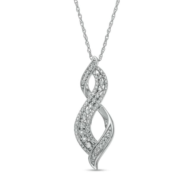 1/3 CT. T.w. Diamond Infinity Flame Pendant in 10K White Gold