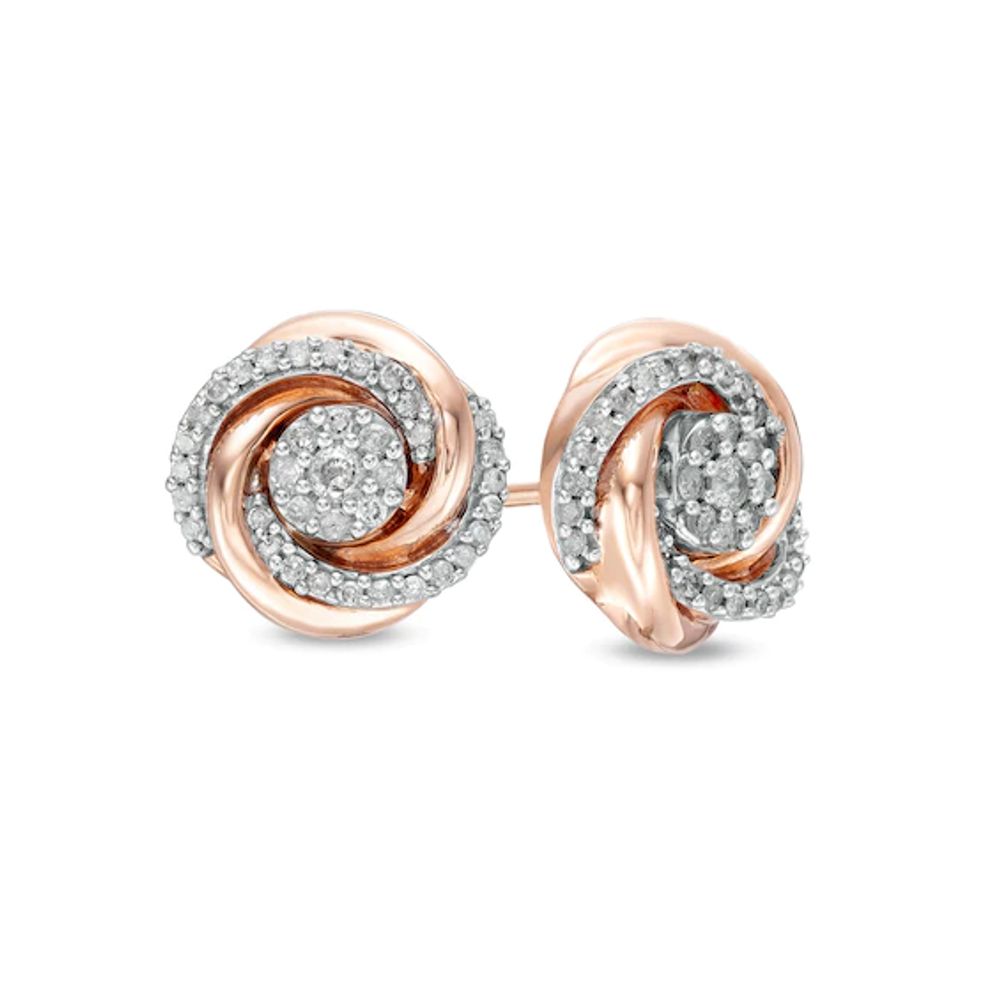 1/3 CT. T.w. Diamond Spiral Stud Earrings in 10K Rose Gold